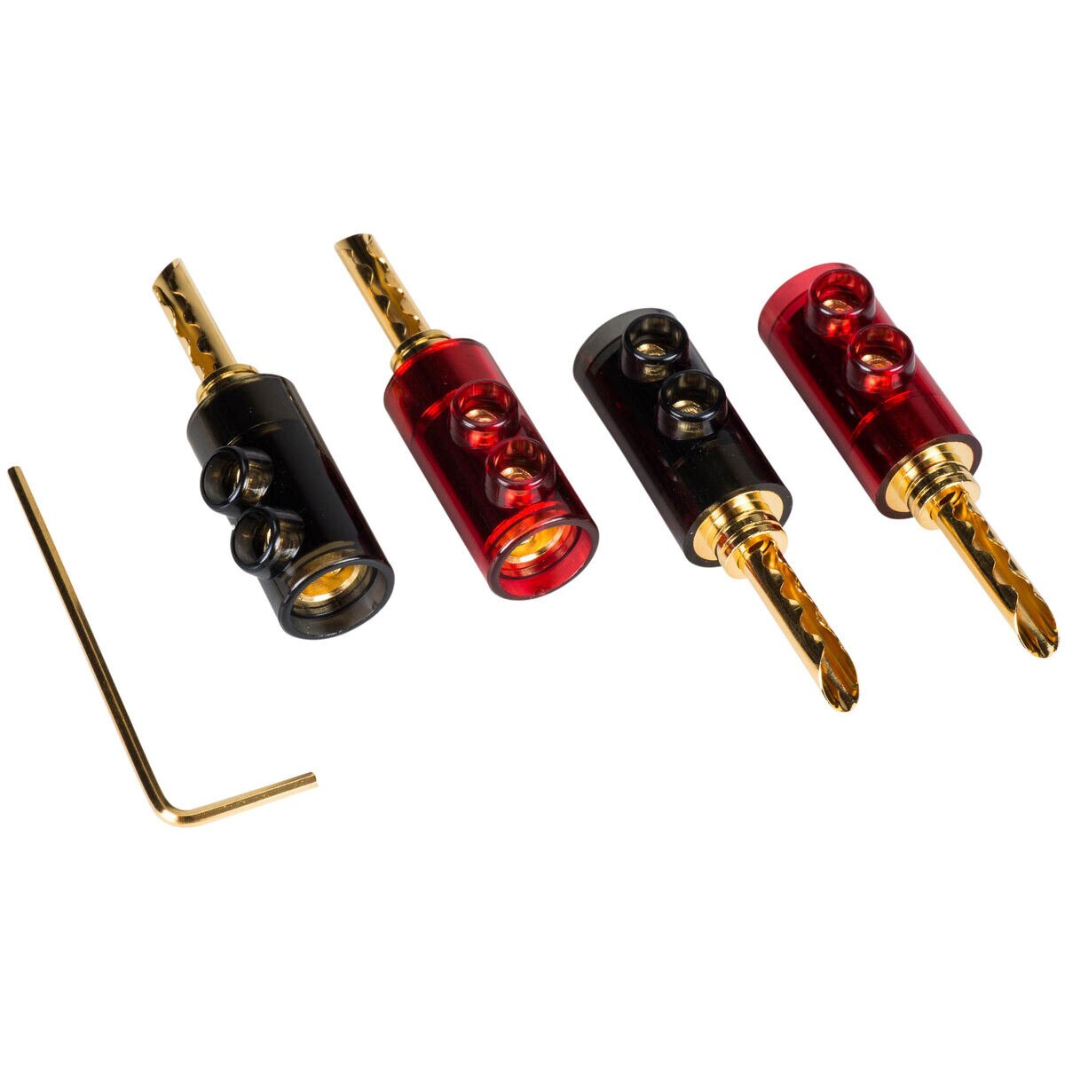 BFA Style Banana Plugs with Dual Set Screws and Poly Carbonate Shell 2 Pair